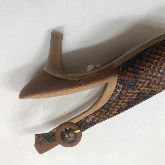 J.Renee’ Snake Print & Suede Fabric Low Heel Sling back - Picture 4 of 12